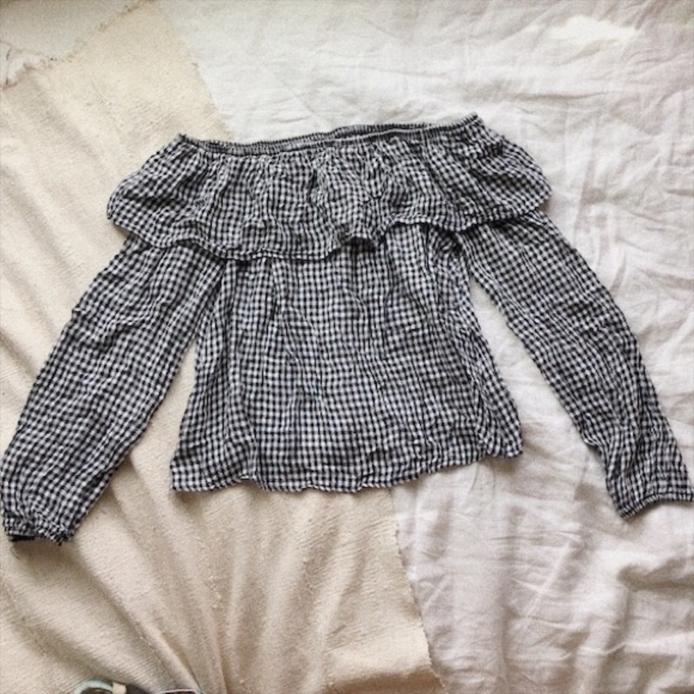Gingham off the shoulder top